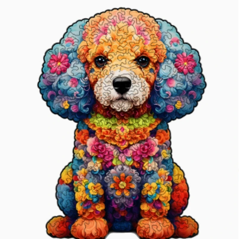 Unique Shape Animal Wooden Puzzle for Adults Petal Teddy Puzzle Art Toys Family Games Home Decoration