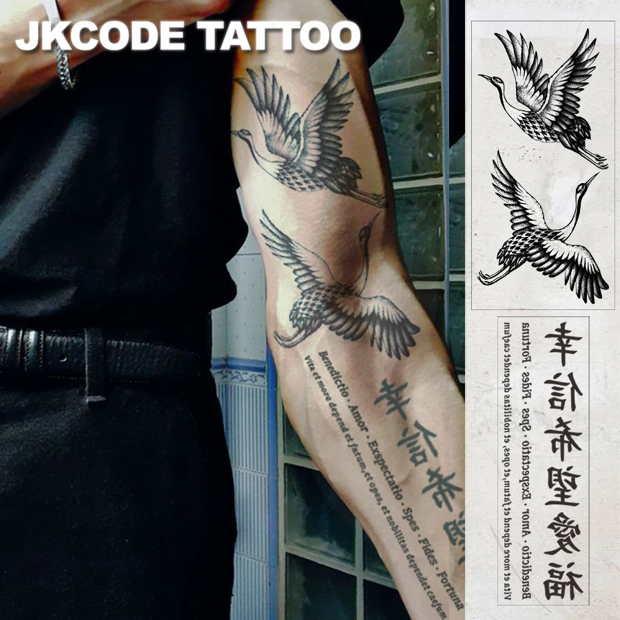 قطعتان من الوشم شبه الدائم المقاوم للماء، وشم Ukiyo-E على الطراز الياباني - الصينية والإنجليزية Lucky & Family & Love - تصميمات وشم كلمات كبيرة الحجم للرجال - وشم مؤقت للرقبة وإصبع اليد يدوي لمدة 15 يومًا