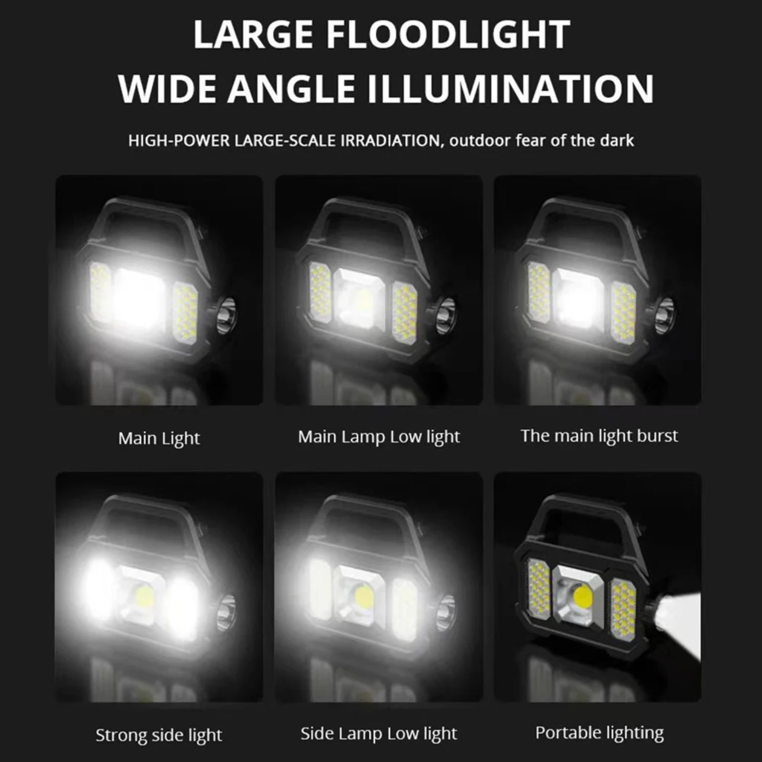 500lm Flashlight Rechargeable Waterproof 6 Gears Torch Light Portable Powerful Lantern Solar USB Charging  Camping Hiking Maap