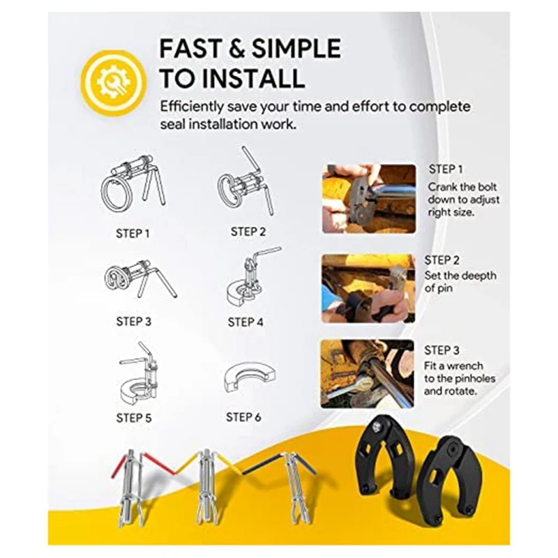 3 Pack Hydraulic Seal Installation Tools Hydraulic Cylinder Piston Repair Seal Kit, for Farm and Construction Equipment-A23R