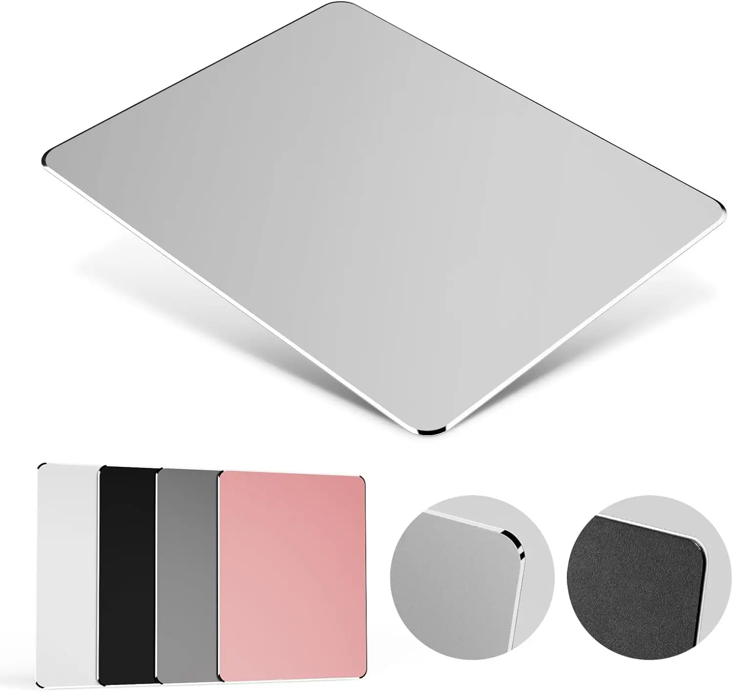 

Hard Silver Metal Aluminum Mouse Pad Mat Smooth Magic Ultra Thin Double Side Mouse Mat Waterproof Fast for Gaming