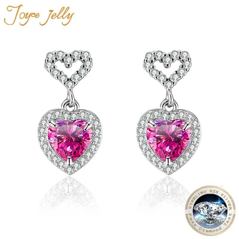 

JoyceJelly GRA 1CT Heart Cut Moissanite Earrings For Women 925 Sterling Silver Wedding Fine Jewelry Anniversary Gift For Wife