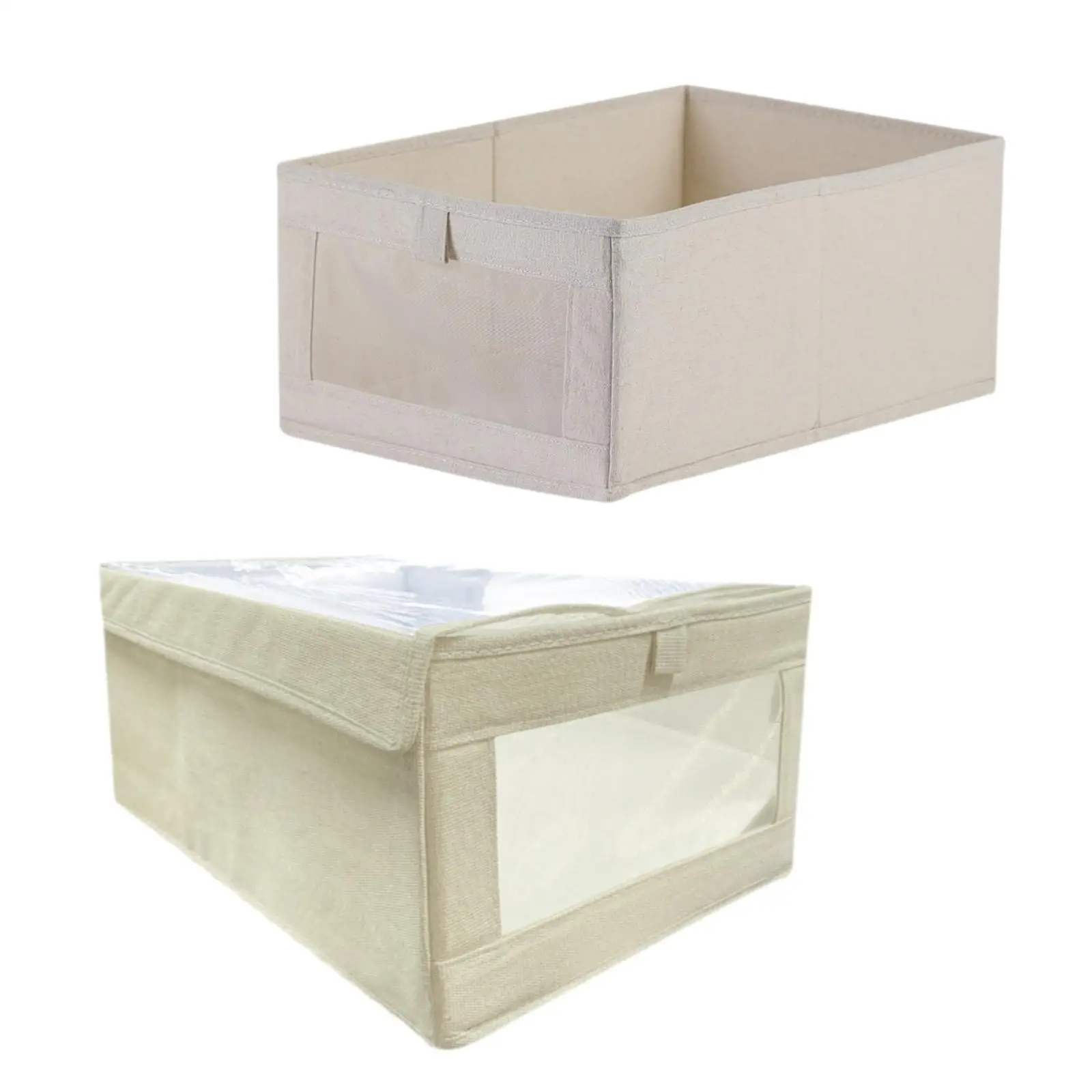 Storage Bin with Clear Window Foldable Cloth Basket Large Capacity Space Saving