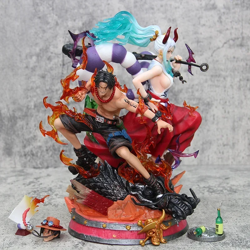 31cm One Piece Yamato X Portgas D Ace Action Figure Stance Pvc Model Peripherals Ornaments Collection Desktop Display Gift Toy