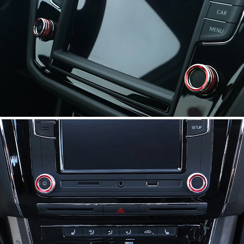 1pair Dashboard Navigation Volume Adjust Knob Decoration Ring Trim Cover For Volkswagen VW Golf MK7 Polo Beetle Passat Interior
