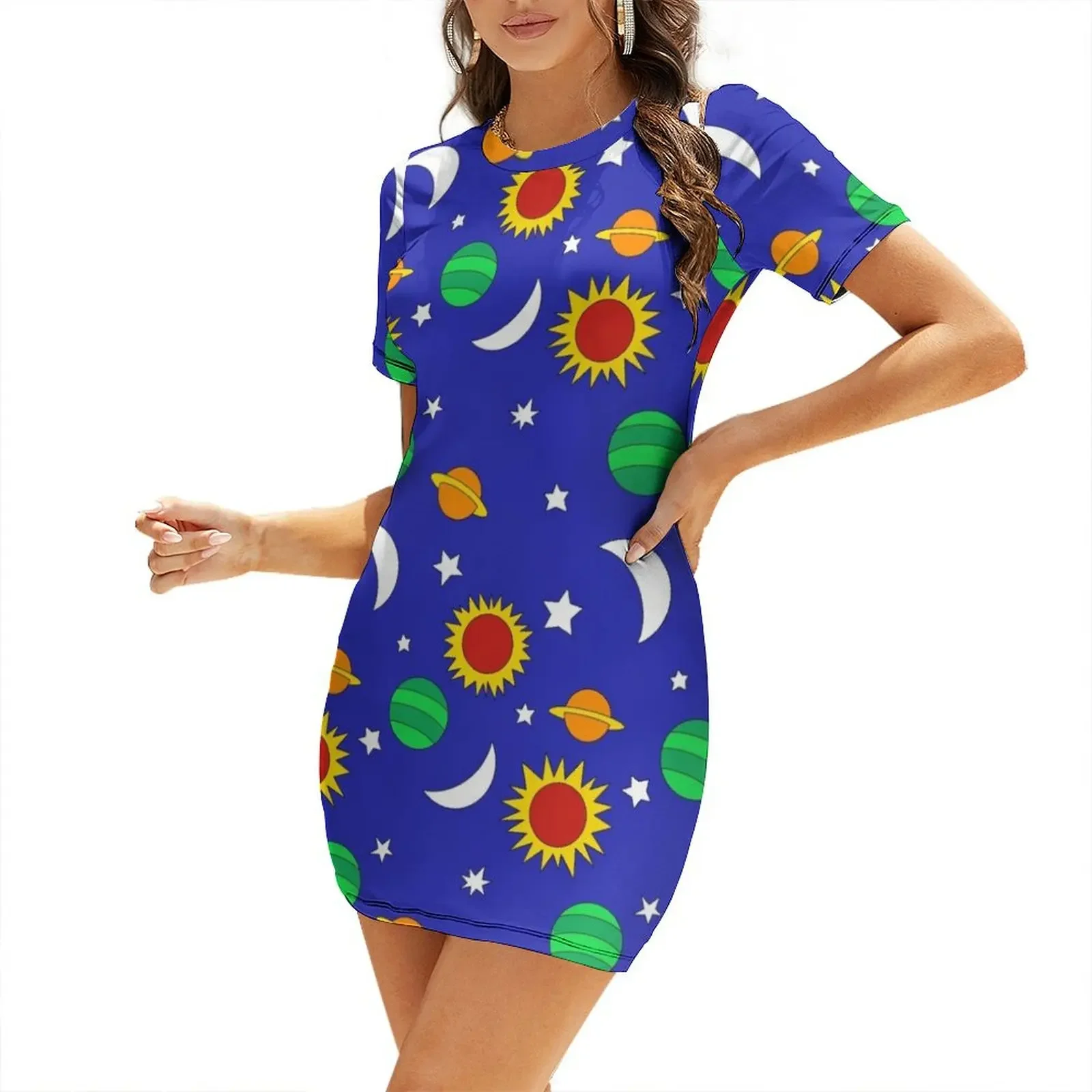

Gets Lost in Space Short-Sleeved Dress elegant women's sets party dresses women summer clothes