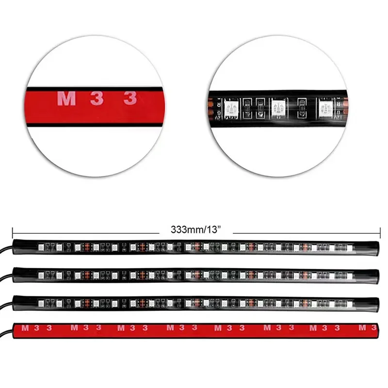 자동차 RGB LED 스트립 조명, 분위기 램프, 자동차 인테리어 조명, 18 led 블루투스 앱 LED 스트립 조명