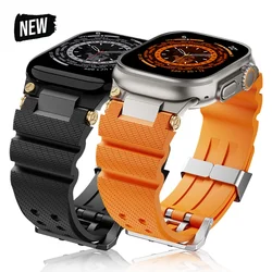 Rubber strap for Apple Watch Series 11 10 46mm Ultra 3 2 49mm 44mm 45mm luxury men sports band bracelet for iWatch 9 8 7 6 5 se3