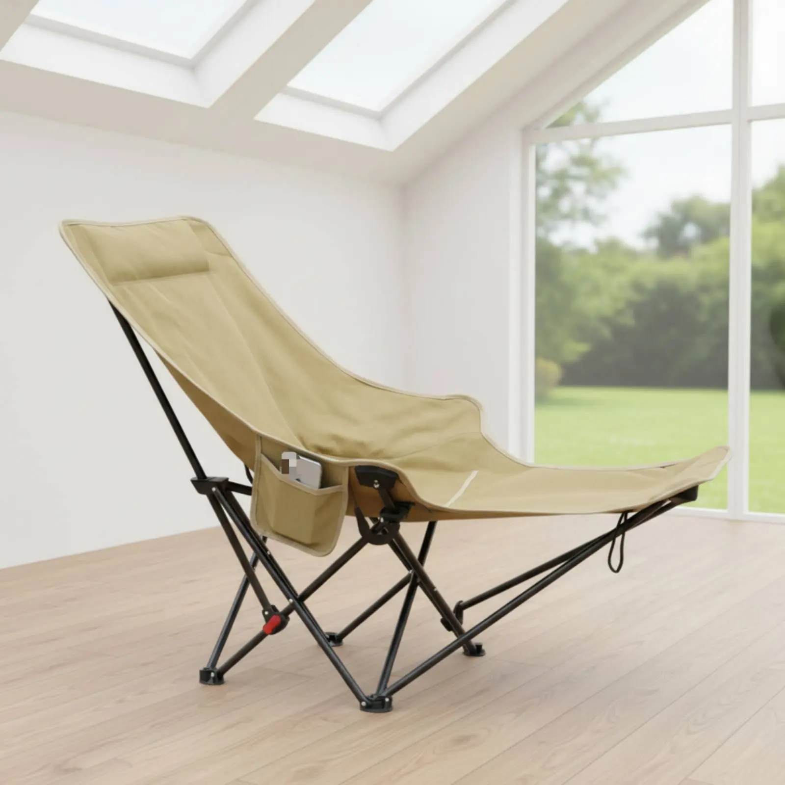 

Adjustable Folding Moon Chair Lightweight Adjustable Folding Chair Reclining Camp Lounger Extended Leg Rest for Backyard, Patio
