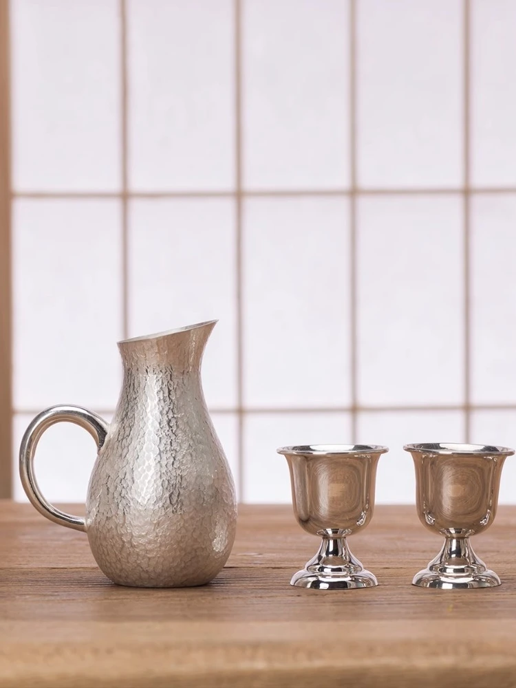 

99.9% sterling silver wine glasses, wine utensils, and wine dispensers