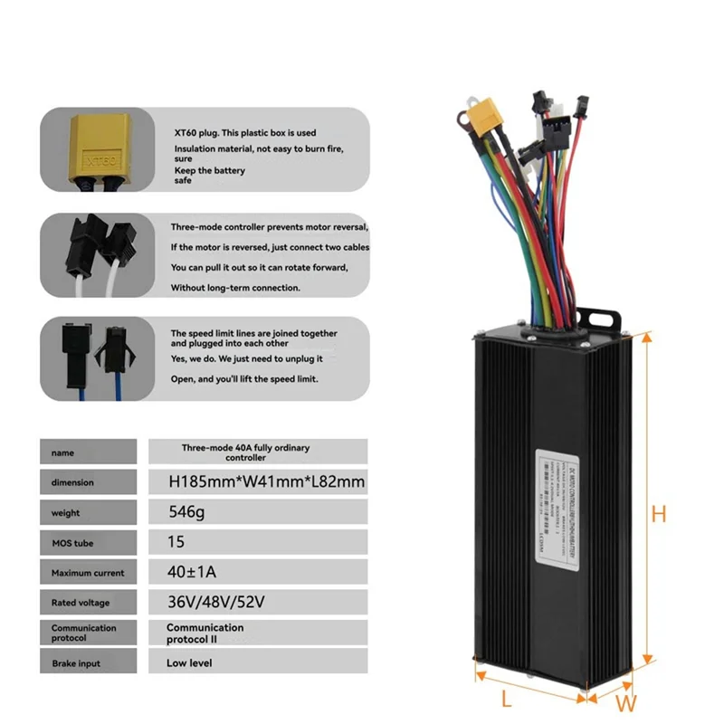 

ABJM-Electric Scooter 36V 48V 40A 3 Model Controller M5 Color LCD Display For 1500W 2000W Ebike