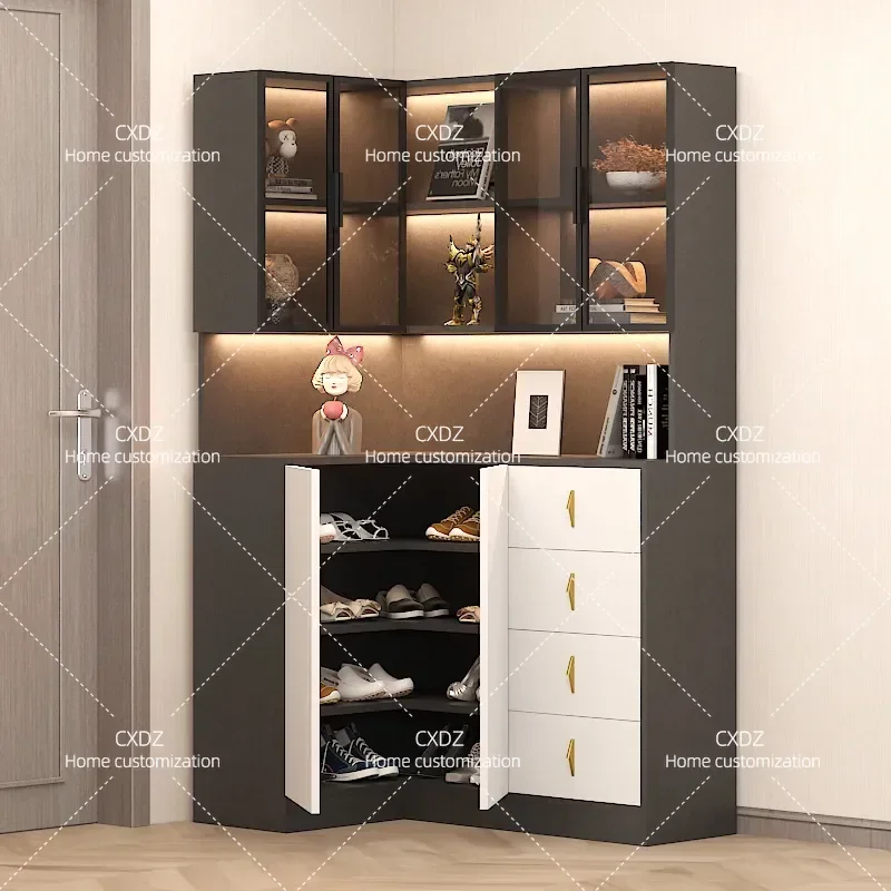 Simple Modern Entryway Shoe Cabinet Corner Storage Unit with Partition for Hallway Living Room Locker Organizer Furniture
