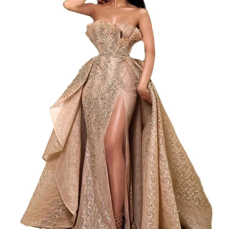 Single Loose Fit Gown Elegant with Rhinestone Embellishment Mid Waist Full Skirt Refined Commuter Dress Summer for Women
