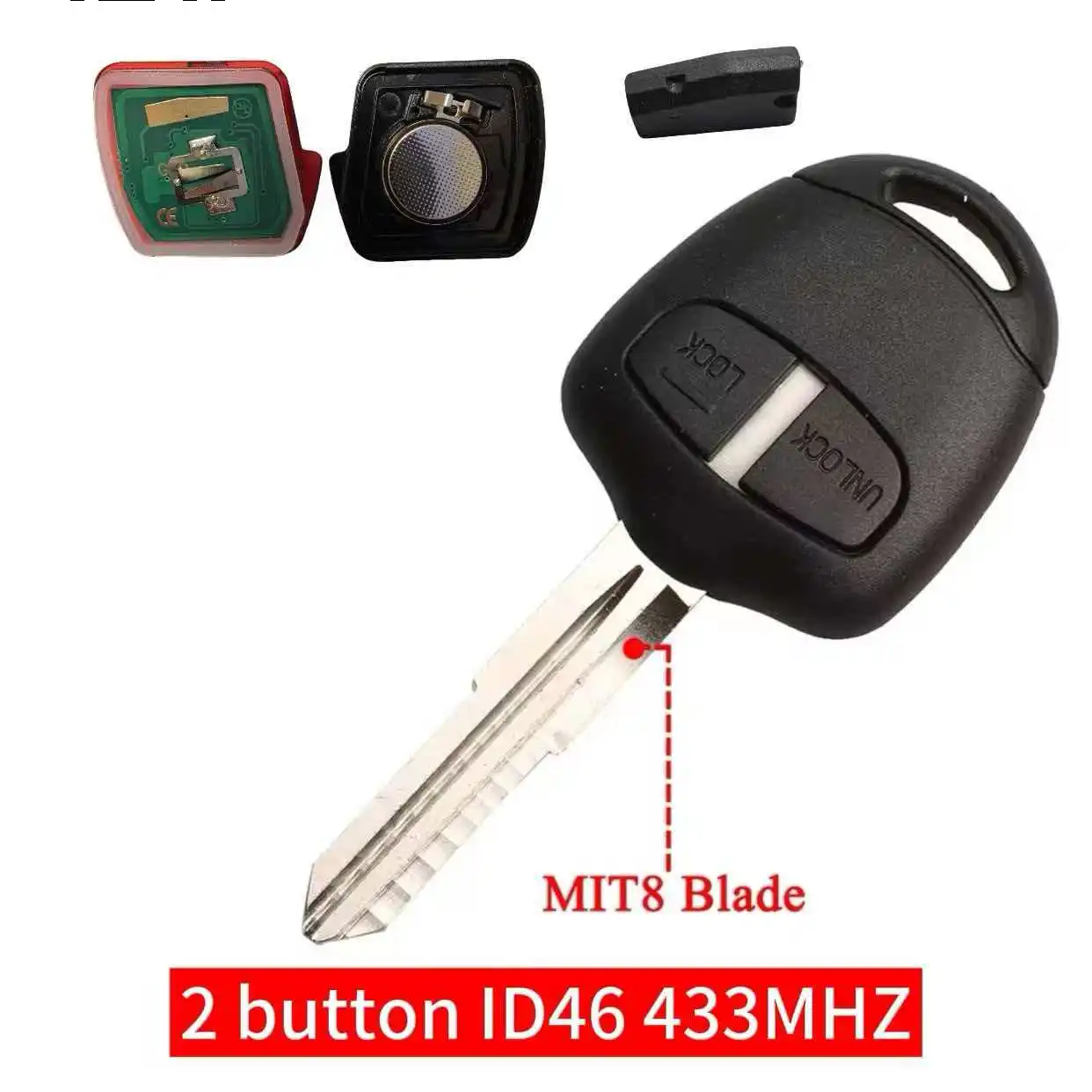 Jingxin MIT8/MIT11 ID46 433MHz Auto-Fernbedienungsschlüssel für Mitsubishi Outlander ASX Triton Lama Pajero Ersatz-Autoschlüssel/Autoschlüsselgehäuse – Detail 2