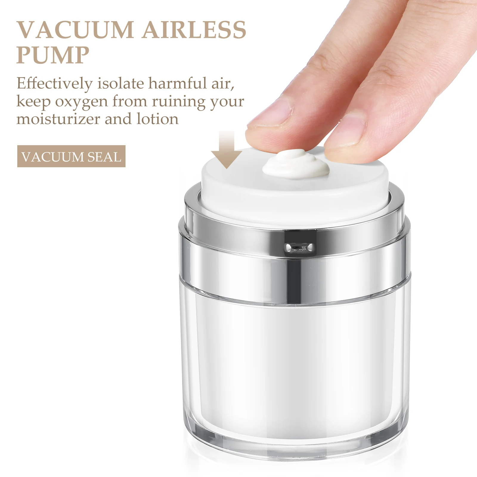 

2Pcs Airless Lotion Bottle Portable Cream Sub Bottles for Cosmetics Travel Toiletry Storage PP Material Sturdy Durable