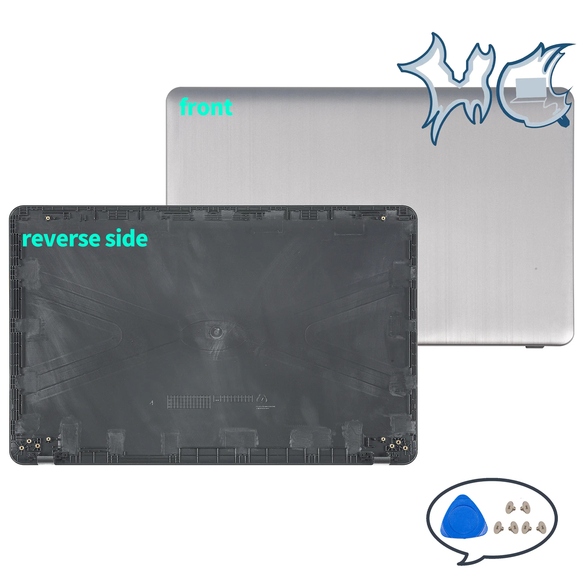 Imagem -03 - Tampa Traseira do Lcd para o Portátil Dobradiças Dianteiras da Moldura Peças do Portátil Substitua Preto Prata X541 X541u R541 X540 R540 A540 Vm592 Vm520u Novo