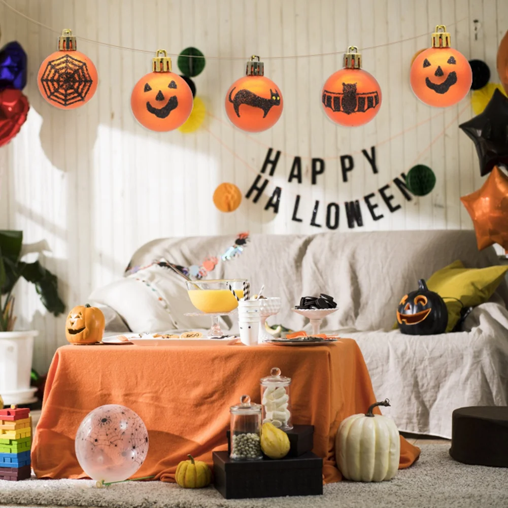 12pcs Halloween Decorative Paint Balls Festival Party Hanging Ball Home Party Decorations Outdoor Tree Pendant