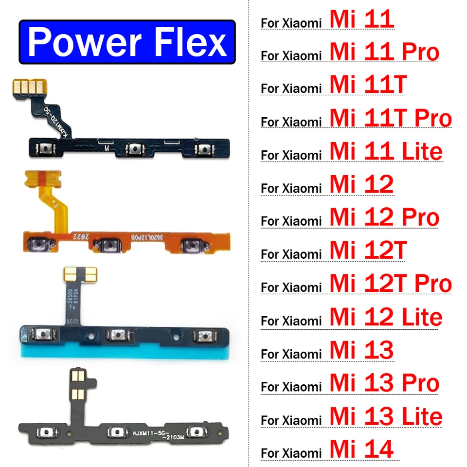 Power on off Volume Key Button Flex Cable For Xiaomi Mi 11 11T 12