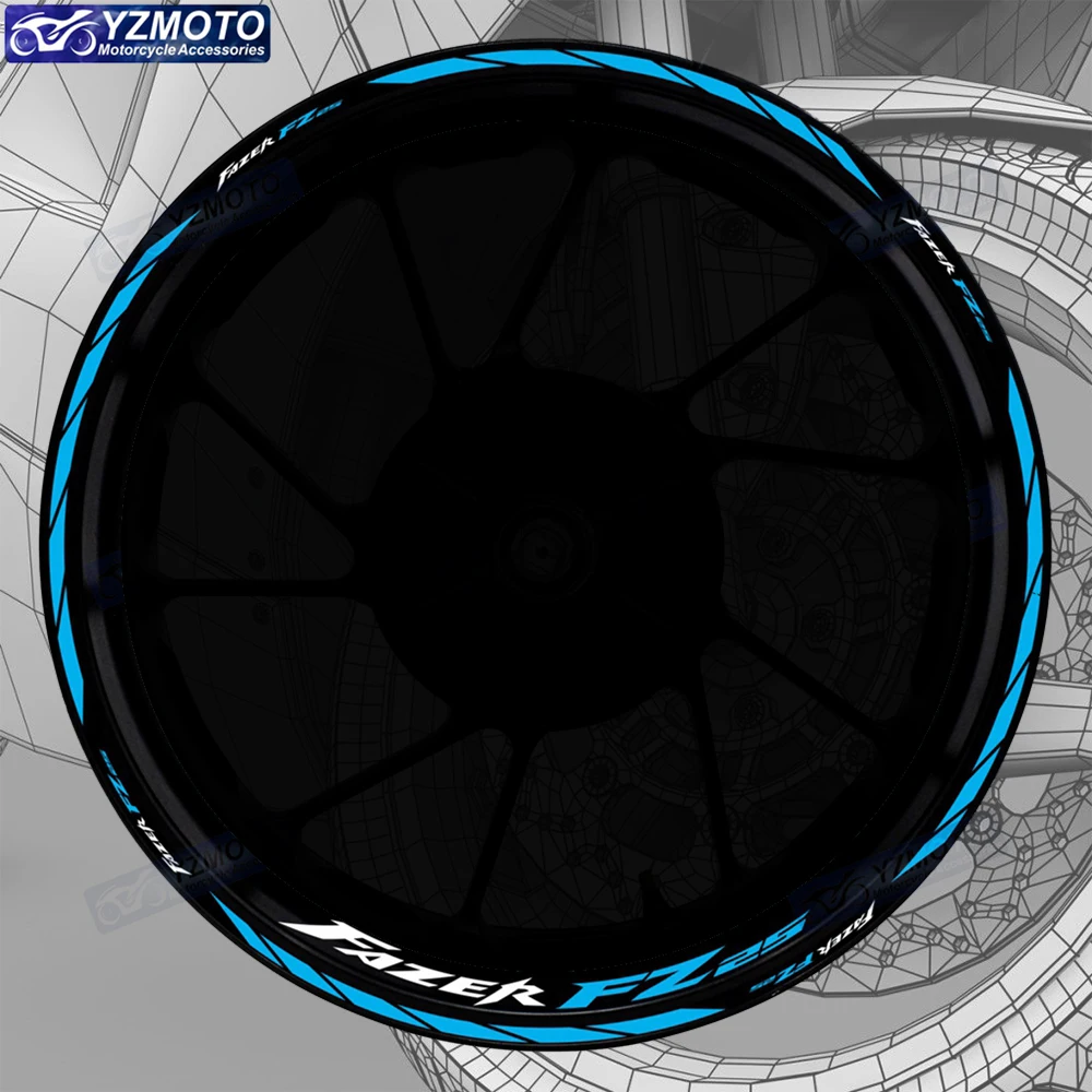 

For FAZER FZ25 Motorcycle Accessories 17 Inch Racing Wheel Hub Waterproof Sticker Rim Reflective Color Stitching Decal Stickers