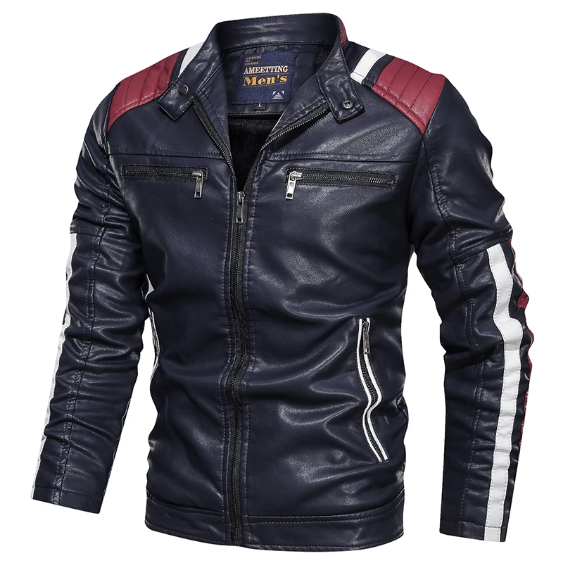 Giacca in pelle maschile uomo moto cappotti in ecopelle con cappuccio staccabili autunno e inverno outwear Biker Pu giacche Plus Size