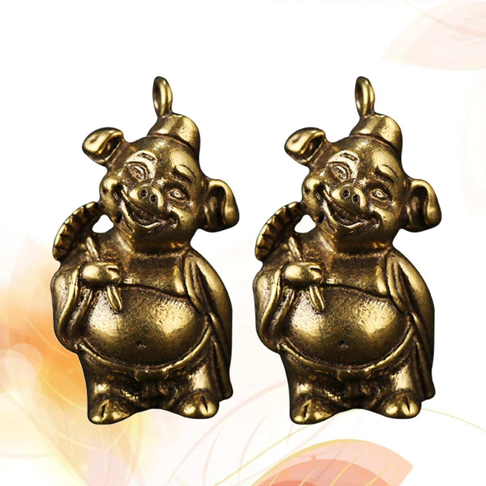 

2PCS Brass DIY Keyring Decor Pure Copper Vintage Bag Pendant Keychain Car Jewelry Key Chain Pendant Parts
