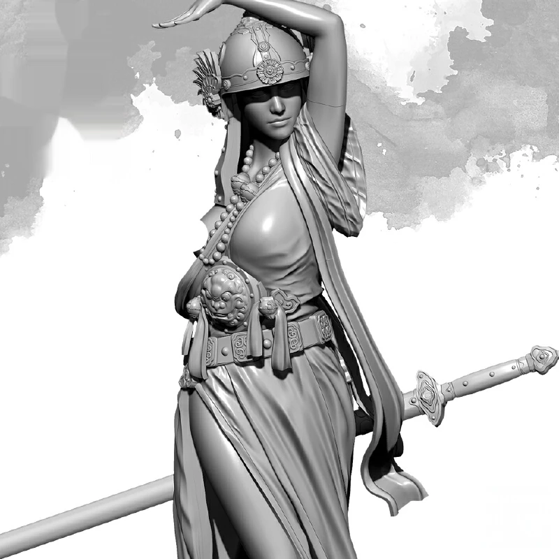 

1/24 General Of Sword Dance Resin Model Figure Gk Micro Miniature 3d Printed White Model Toy Unassembled And Unpainted Kit