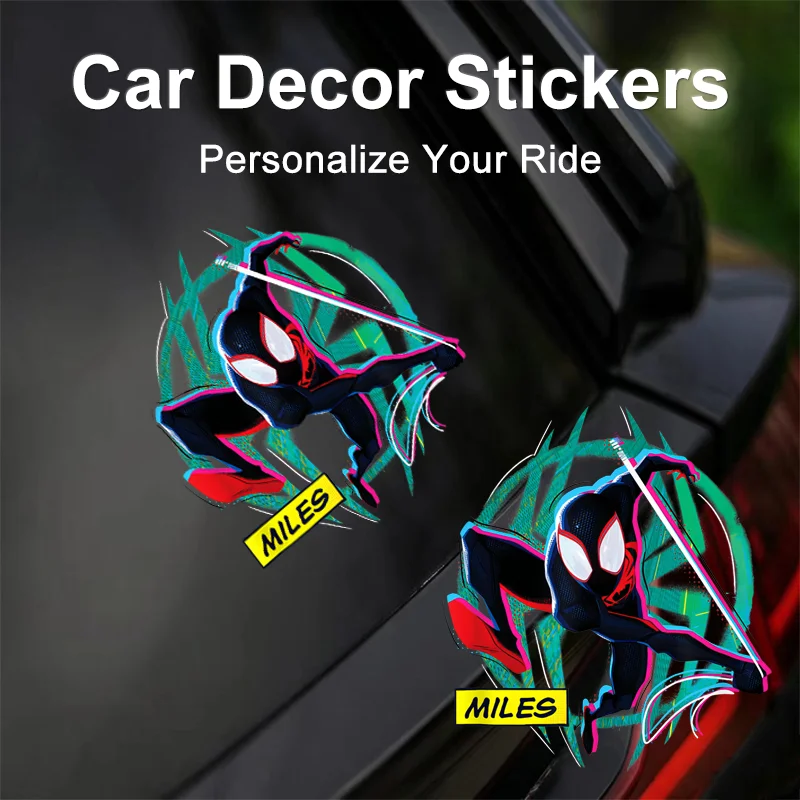 Autocollant de voiture Spider-Man tendance style anime pour pare-chocs et vitre triangulaire, décoratif fait main DIY et protection anti-rayures