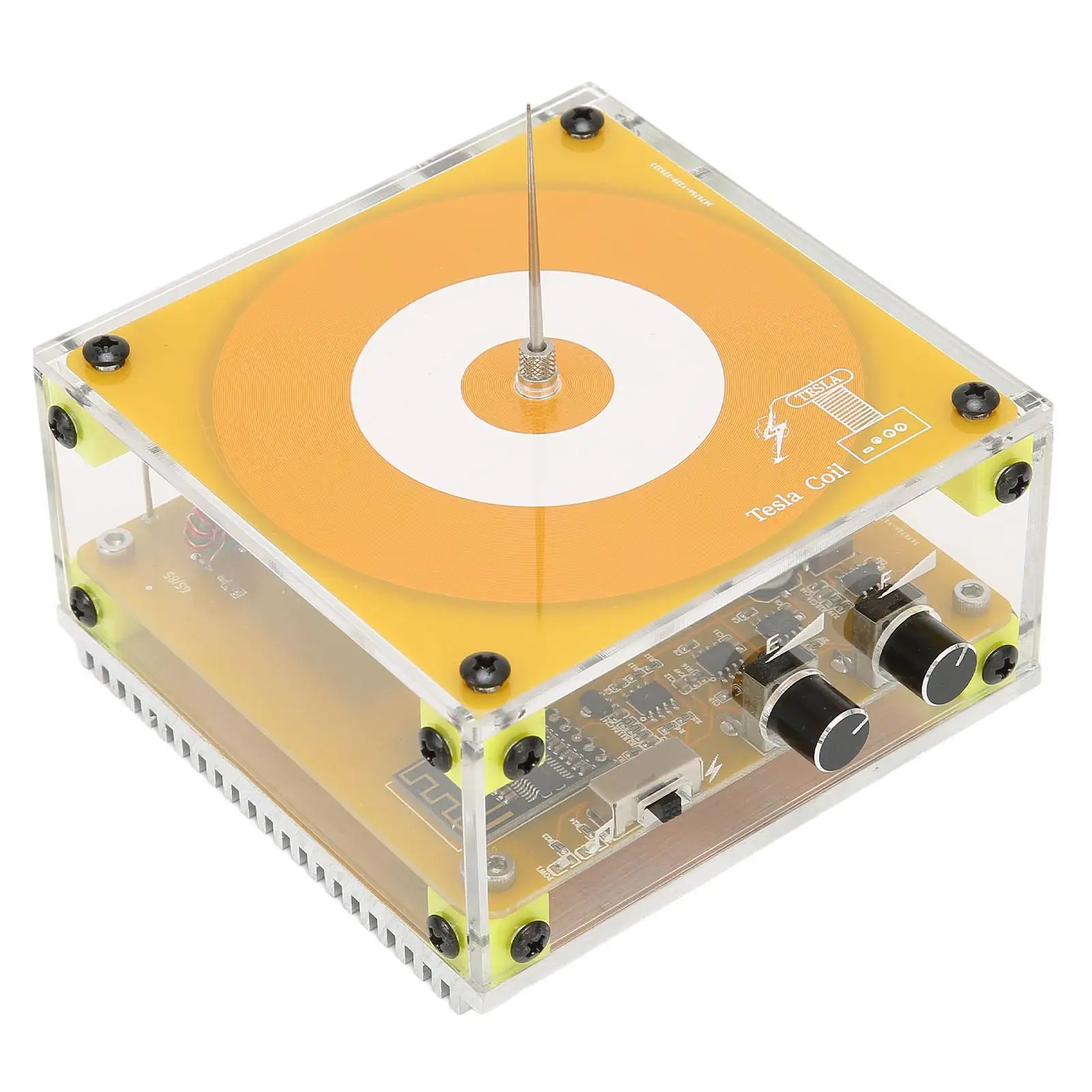 Transmissão sem fio Tesla Coil Arc Alto-falante, Plasma Light-Amarelo, 100-240V