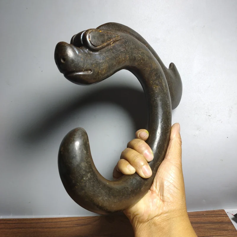 Supply Antique Old Crafts Iron Stone Dragon-Head Hook Gaogu Jade Hongshan Culture Jade Pig Dragon Pendant Decoration Wholesale