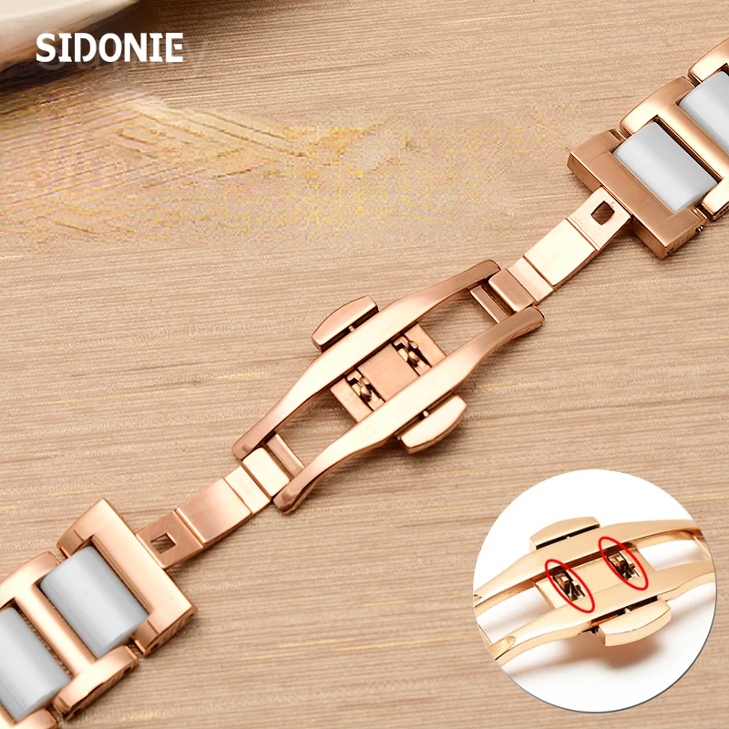 High-Quality Ceramic Watch Band for Rossini Guess Ebo Watch King Steel Watch Strap Bracelet 16 18mm