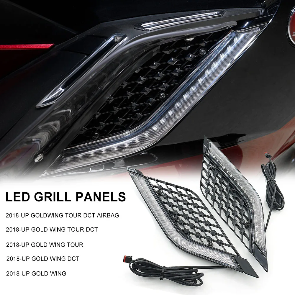 

For Honda Goldwing Gold Wing GL1800 Tour DCT Airbag 2018-2023 Motorcycle LED Light Radiator Grill Panels Decorative Light Lamp