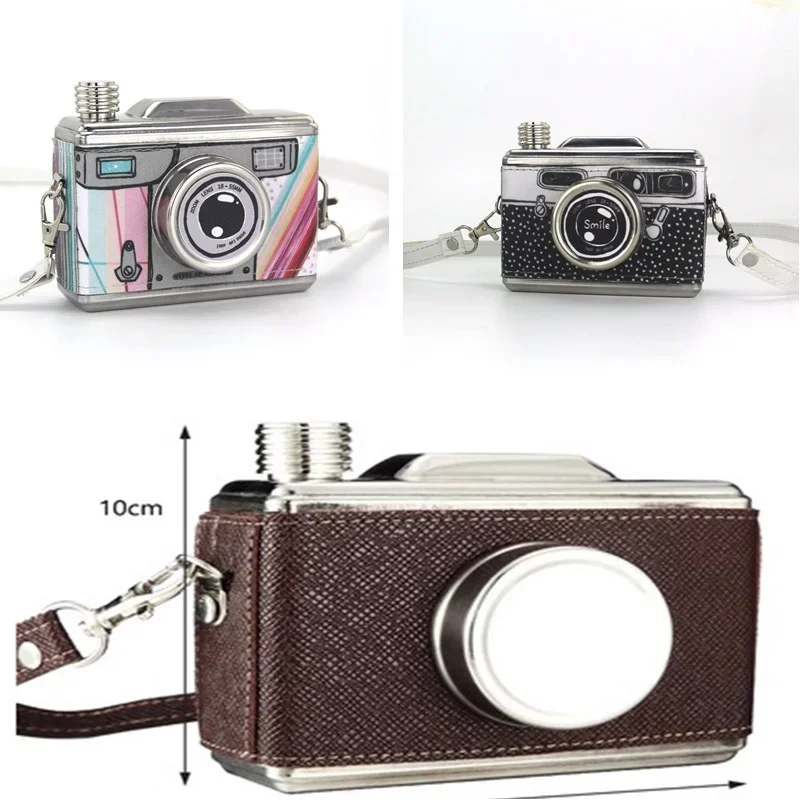 Portable Hide Alcohol Liquor Whiskey Containers Bottle Stainless Steel Metal Hidden Hip Flask Camera Design 11OZ 325ML