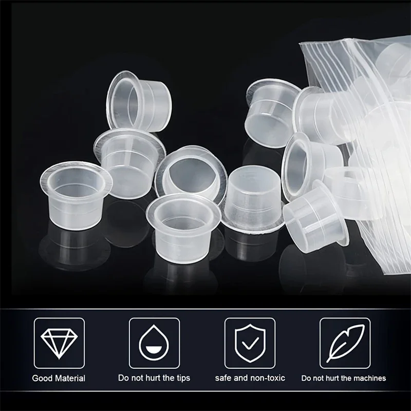 100 قطعة أكواب حبر الوشم القابل للتصرف الصباغ البلاستيكي حامل واضح قبعات الحاويات الوشم تجميل دائم Microblading العرض #3