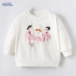 Little maven 2024 New Autumn Children's Clothing Baby Girls Hoodies Kids Clothes Spring Cartoon Ballet Sweatshirts