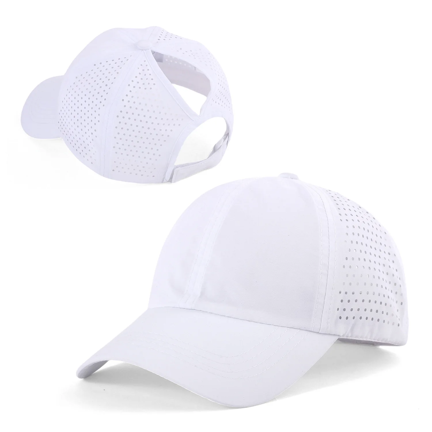 Schnell trocknender Zungenhut für Damen, atmungsaktives Mesh-Mütze für Herren, Sommer, UV-Schutz, cool bleiben, stilvoll, verstellbar, Pferdeschwanz-Mütze – Detail 9
