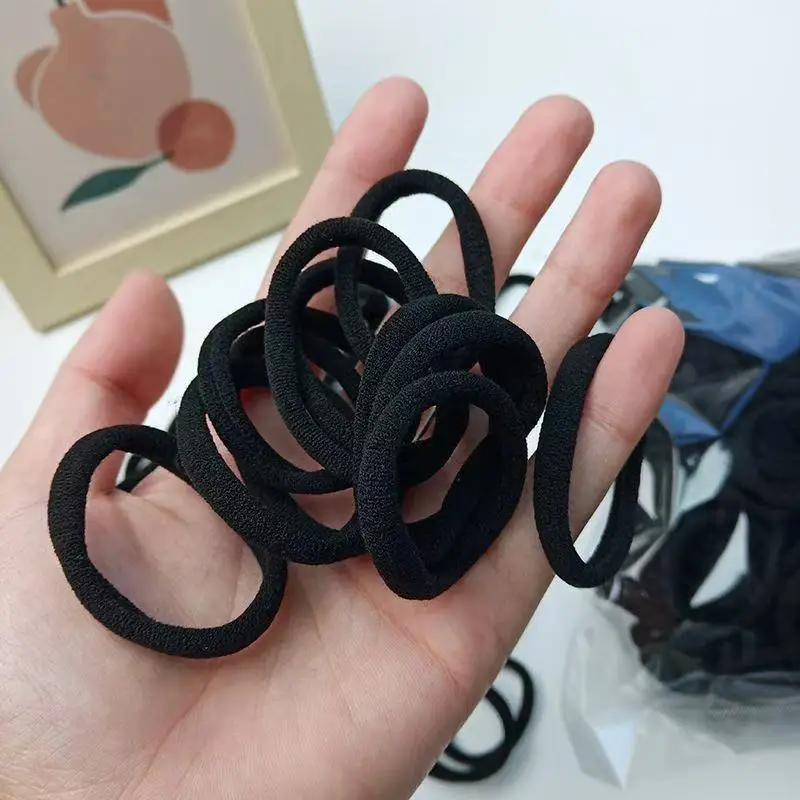 50/100PCS High Elastic Hair Bands for Women Girls Black Basic Hair Tie Headband Simple Ponytail Holder Headwear Hair Accessories
