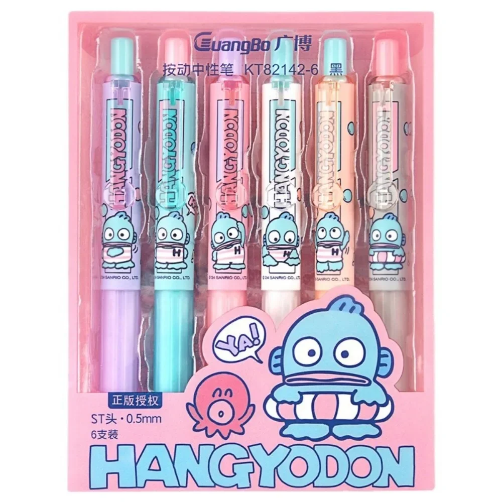 Han Yu Don Anime Periférico Gel Pen, Kawaii Diário do Estudante, Exame, Desenhos Animados bonitos, Aluno, Estudo, Papelaria, Festivais Presente, Preto, 6pcs por conjunto