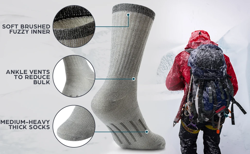 5 * De Calcetines De Senderismo De Lana Merino, Calcetines Térmicos Gruesos De Invierno Con Acolchado, Absorbentes De Humedad, Para Mujer * Para * Frío, Esenciales Cálidos De Invierno