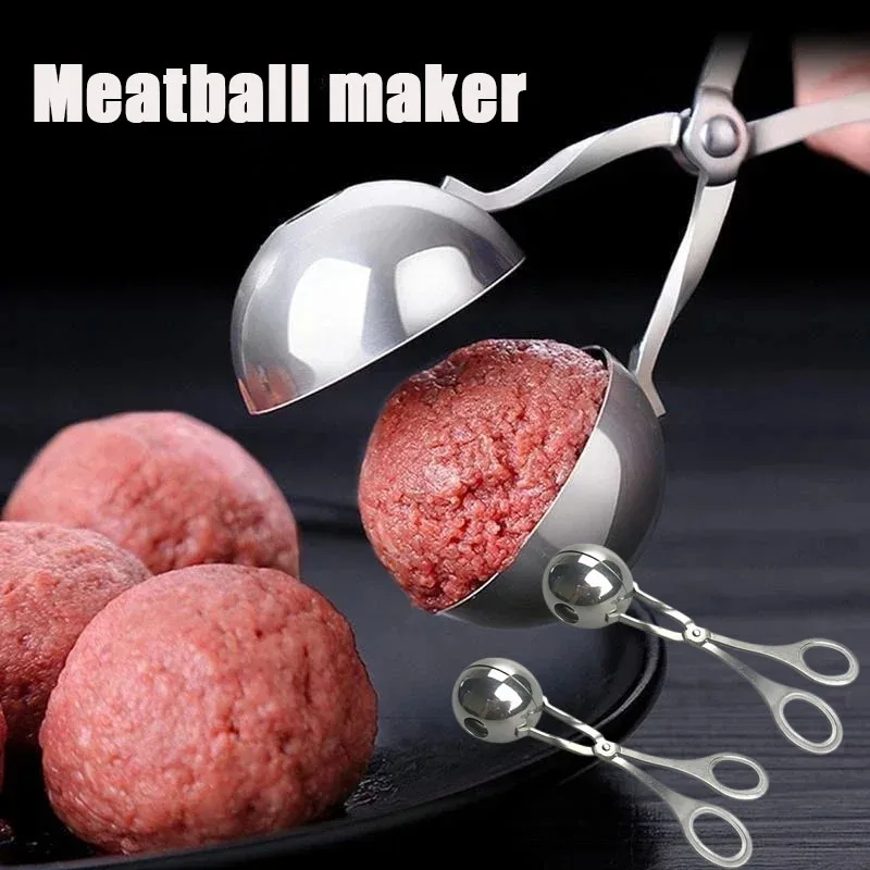 1PC Stainless Steel Meatball Maker Tongs Kitchen Tool Fish Ball Shrimp Ball DIY Round Mold Heavy Duty Scoop for Home