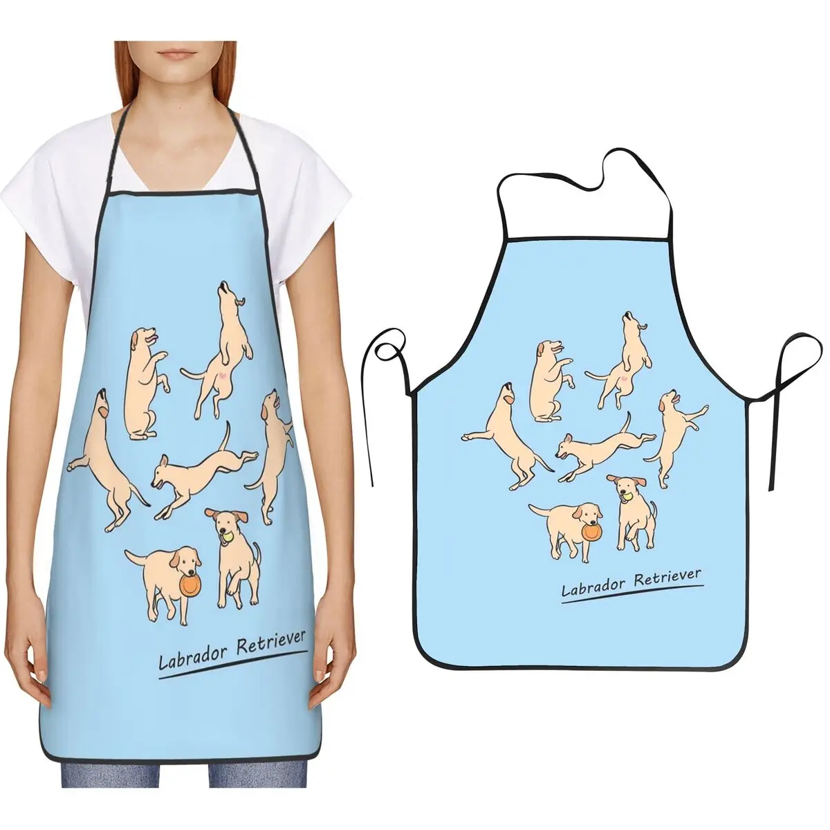 Playing Light Yellow Lab Labrador Retriever Aprons Chef Cooking Cuisine Tablier Bib Kitchen Cleaning Pinafore for Women Men