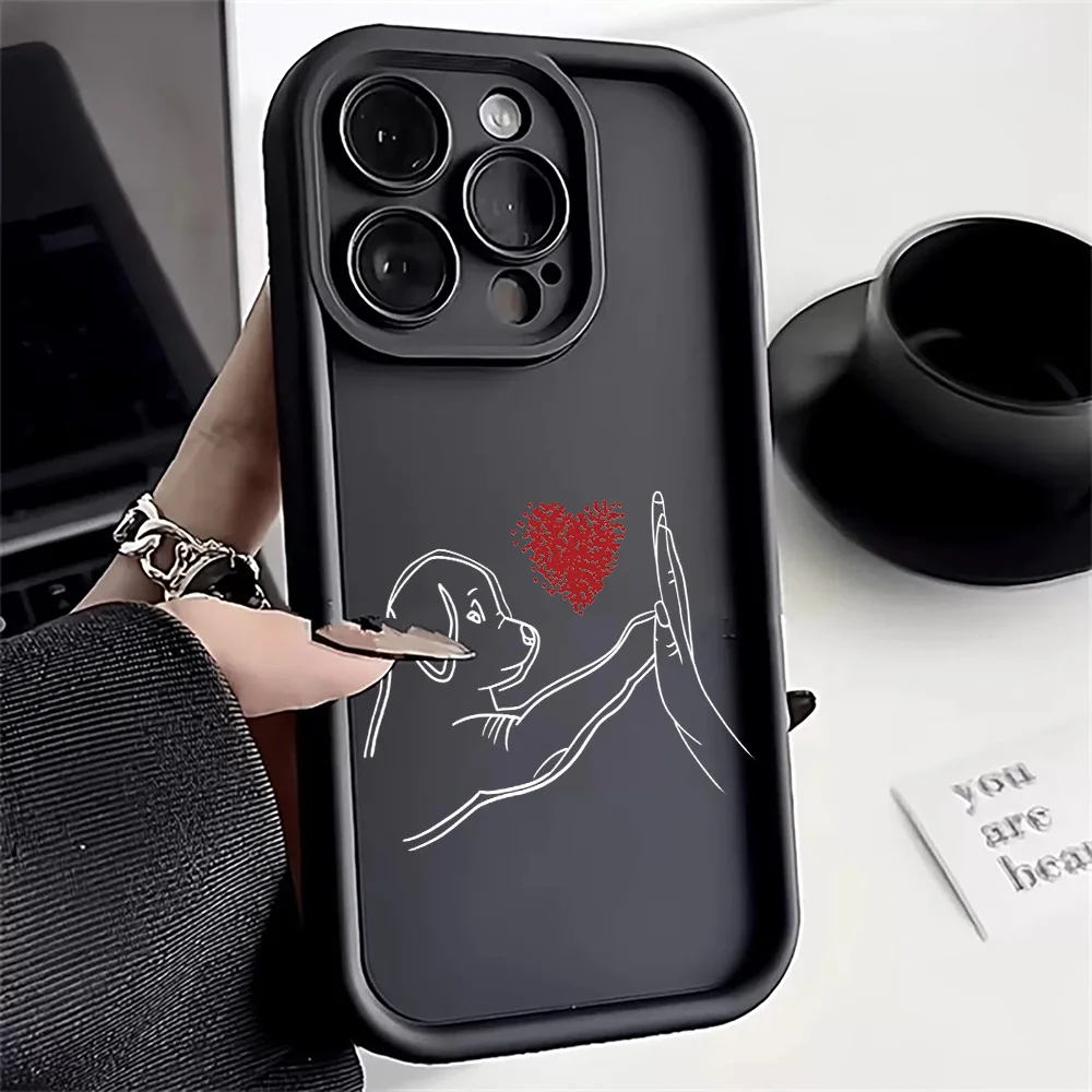 Cat Dog High Five Silicone Phone Case For iPhone 16 15 14 Pro Max 13 12 11 XS X XR 7 8 Plus SE 2022 2022 Shockproof Bumper Cover