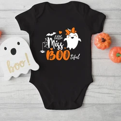 Cotton Baby Bodysuit Cute Ghost Halloween Little Miss Bootiful Print Newborn One-Pieces Halloween Cute Ghost Baby Girl Jumpsuit