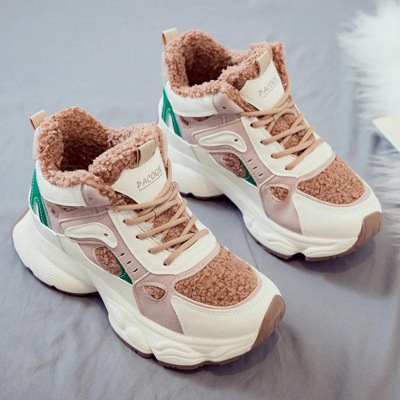 أحذية نسائية قطنية مع مخمل مضاف، عزل سميك، قمة عالية، أحذية رياضية شتوية جديدة متعددة الاستخدامات لعام 2025 للطلاب #2