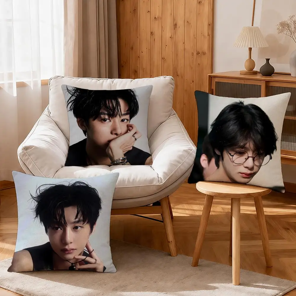K-pop MONSTA X Hyungwon Cushion Cover Linen Anti-Mite Antibacterial Cushion Cover Invisible Zipper Sofa Decor