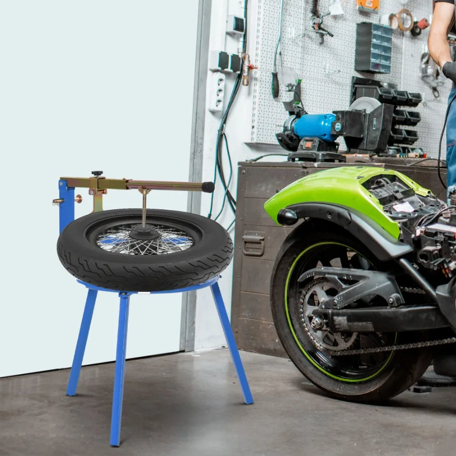 

Motorcycle Tire Changing Stand 1624 Portable Adjustable Durable Bead Popper Blue MustHave for Bikers Available at