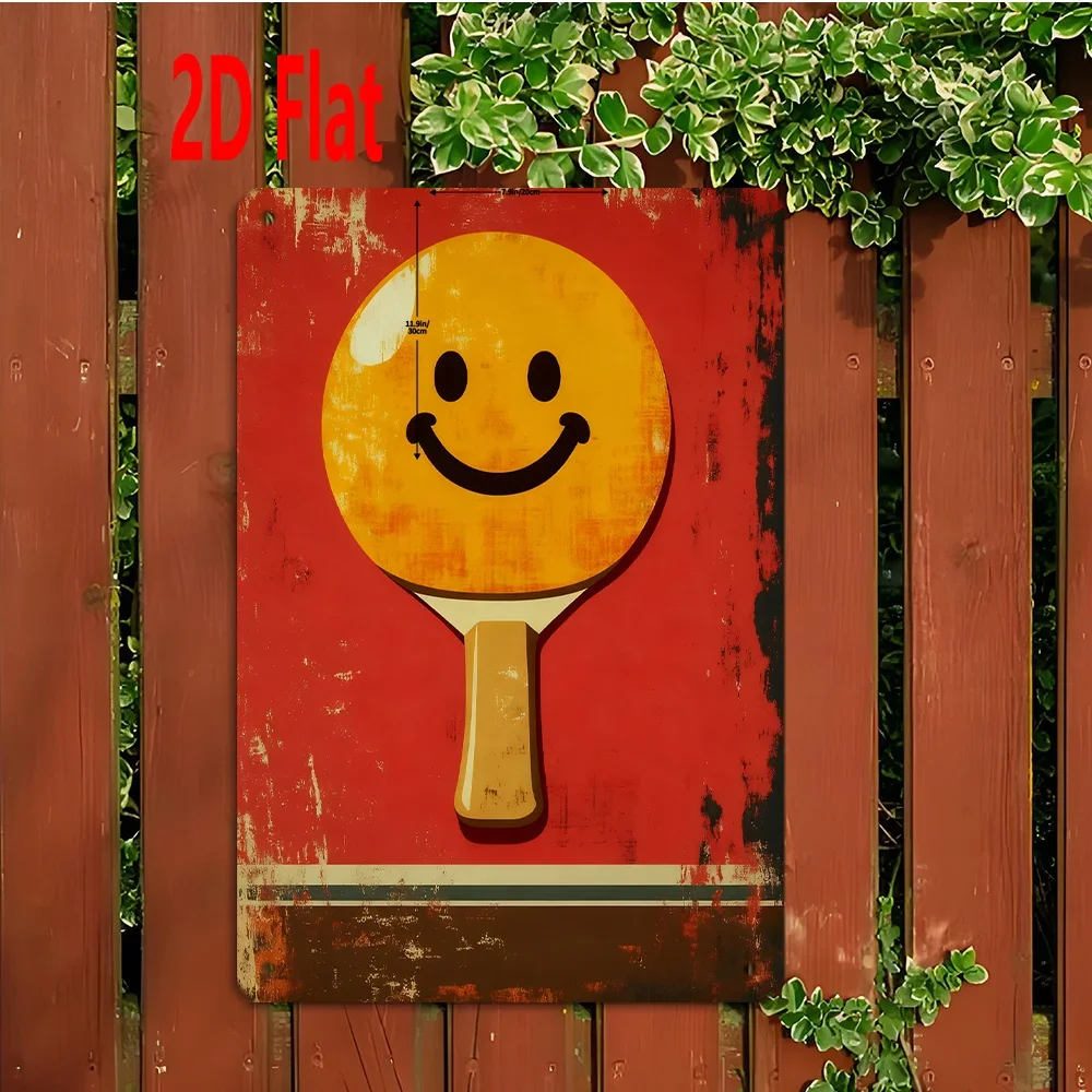 CIFBUY Modern 2D Flat Aluminum Wall Art 8x12in Waterproof Ping Pong Paddle Sign For Gym Study Room Home Wall Decor Gift