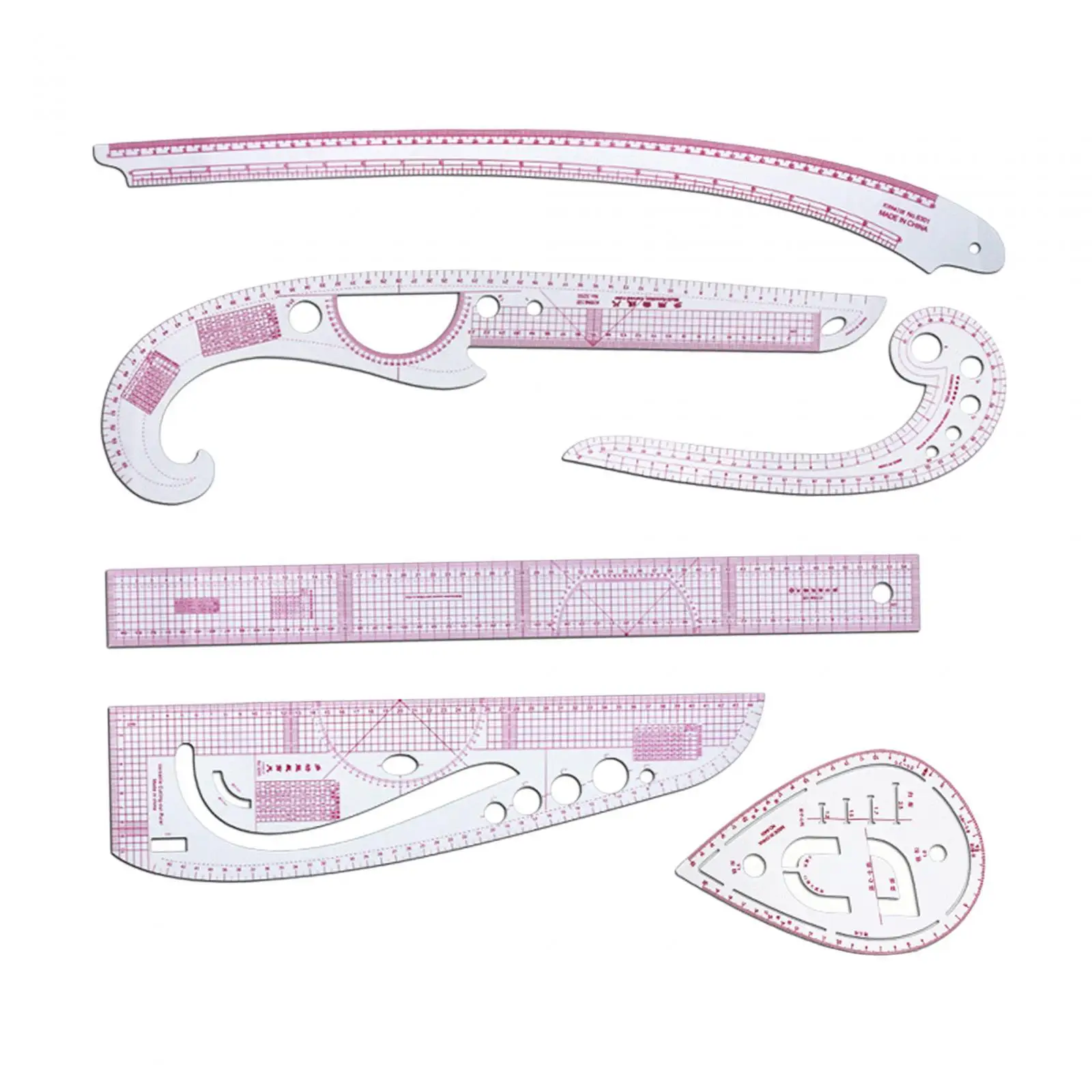 Tailors French Curve Ruler Set Bendable Metric Plastic for Fashion Design Sewing Quilting Pattern Making Tools