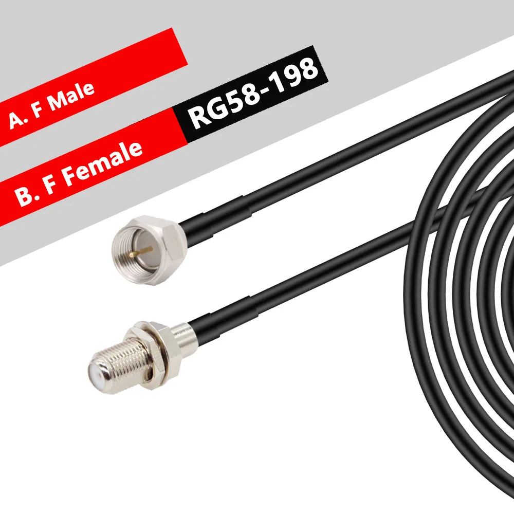 RG58 Coax Cable F Type F Male to F Female WiFi Antenna Extension Cable Low Loss F Coaxial Cable for RF Radio Ham Radio 30CM-10M