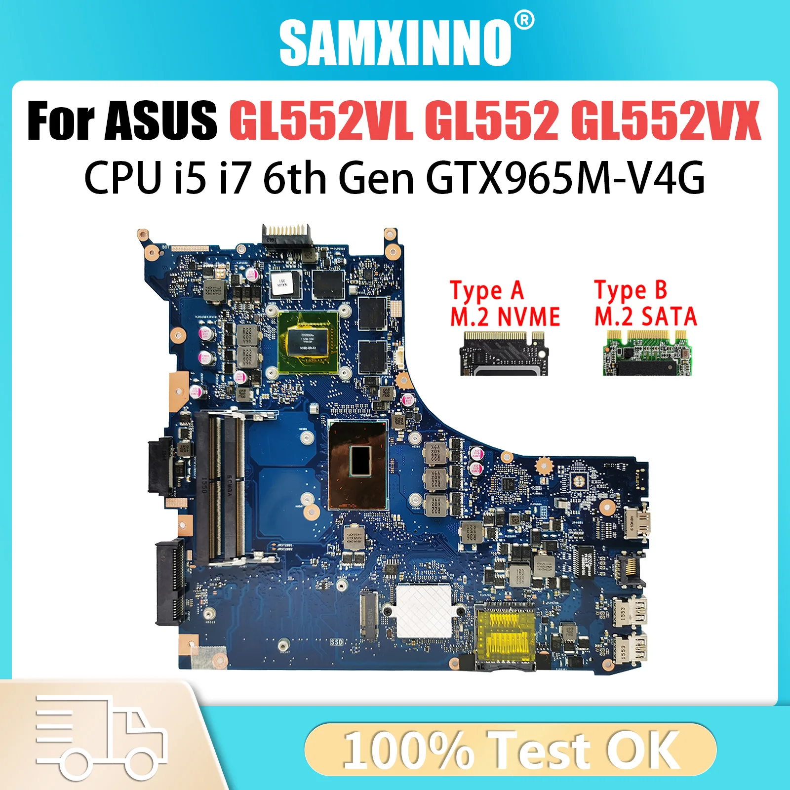 GL552VL Laptop Motherboard For ASUS ROG GL552 GL552VX GL552V ZX50V Mainboard i5-6300HQ i7-6700HQ GTX965M