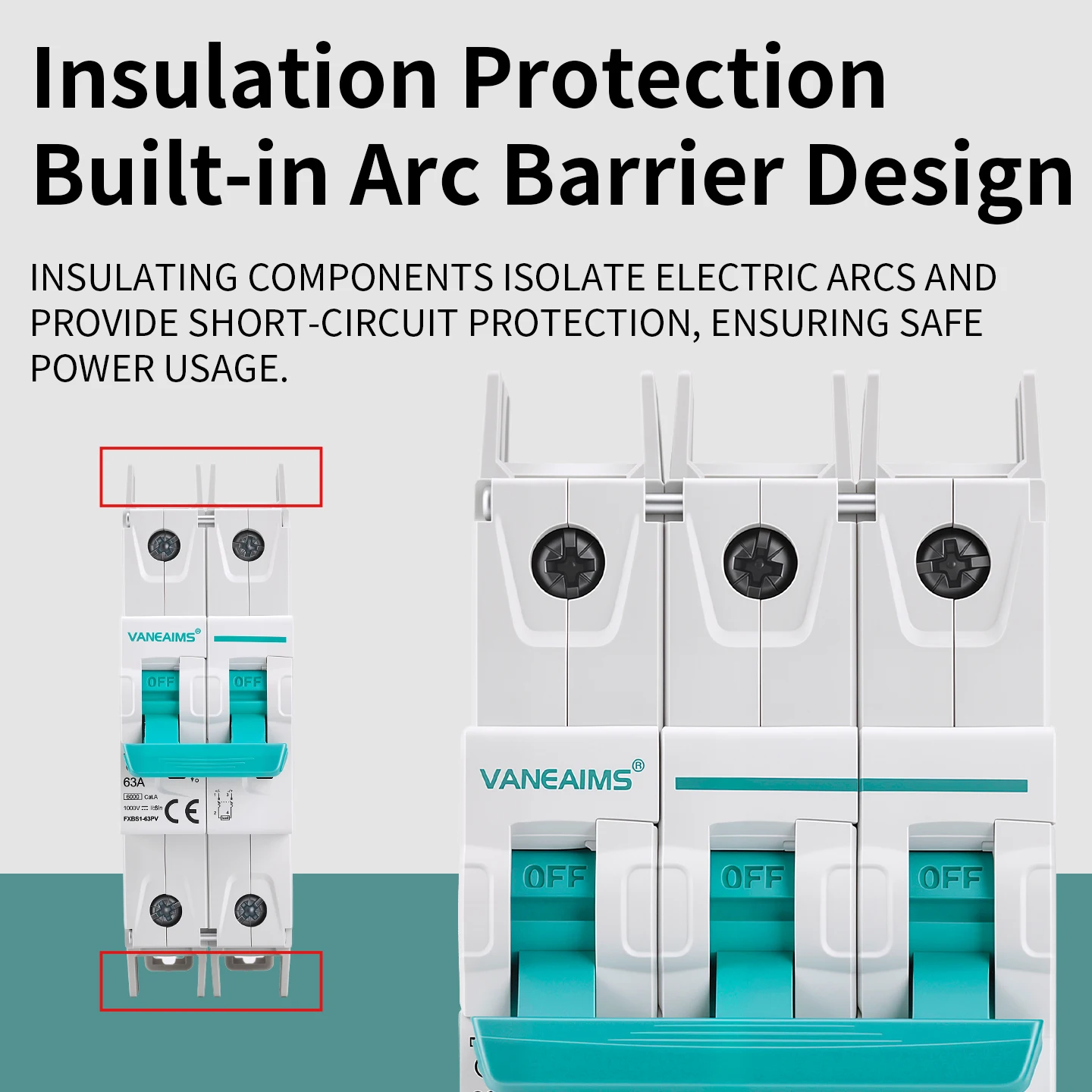 Solar DC Circuit Breaker MCB 1P-DC500V 2P-DC1000V 3P-DC1500V 6KA Breaking Capacity DIN Rail 16A 32A 63A PV Mini Circuit Breaker